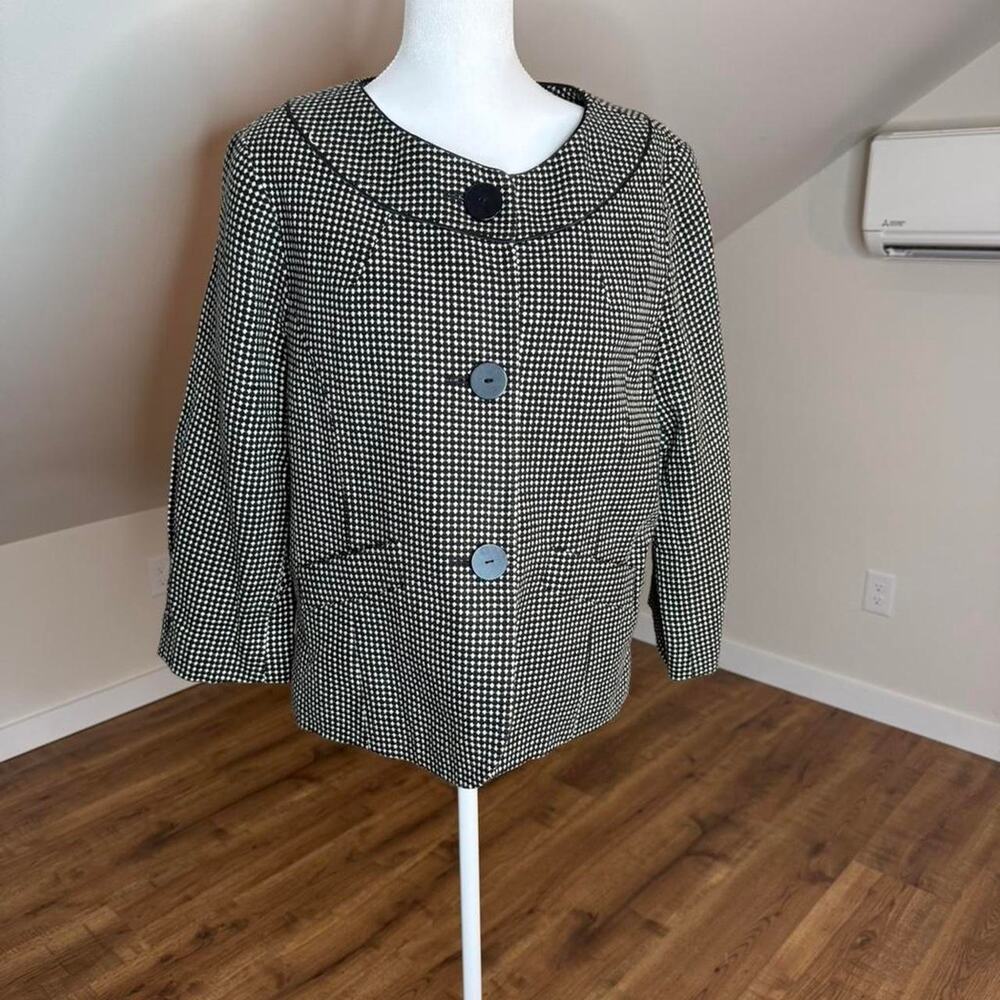 Hervé‎ Benard Black & White Textured Jacket XL | Dark Academia Chic